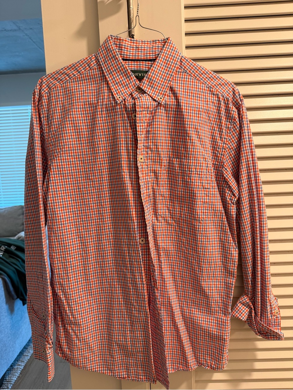 Orvis Men's Orange & Blue Micro-Check Button-Down Shirt